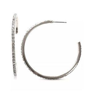 New INC Medium Pavé Open Hoop Earrings